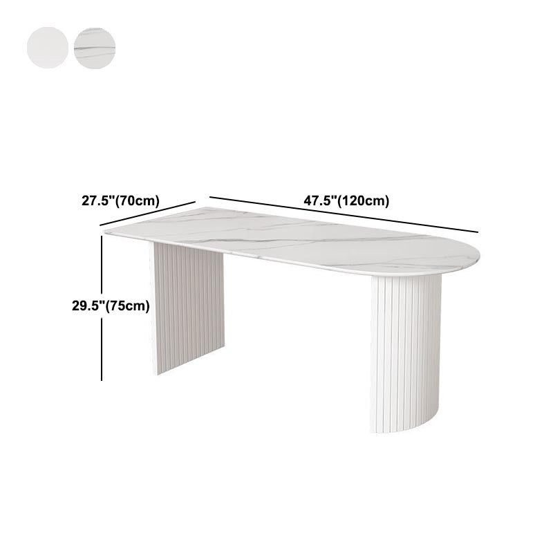 Contemporary White Stone Top Dinette Table White Base Dining Table for Living Room