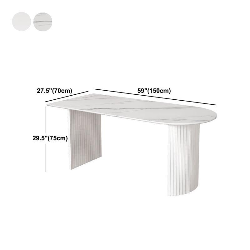 Contemporary White Stone Top Dinette Table White Base Dining Table for Living Room