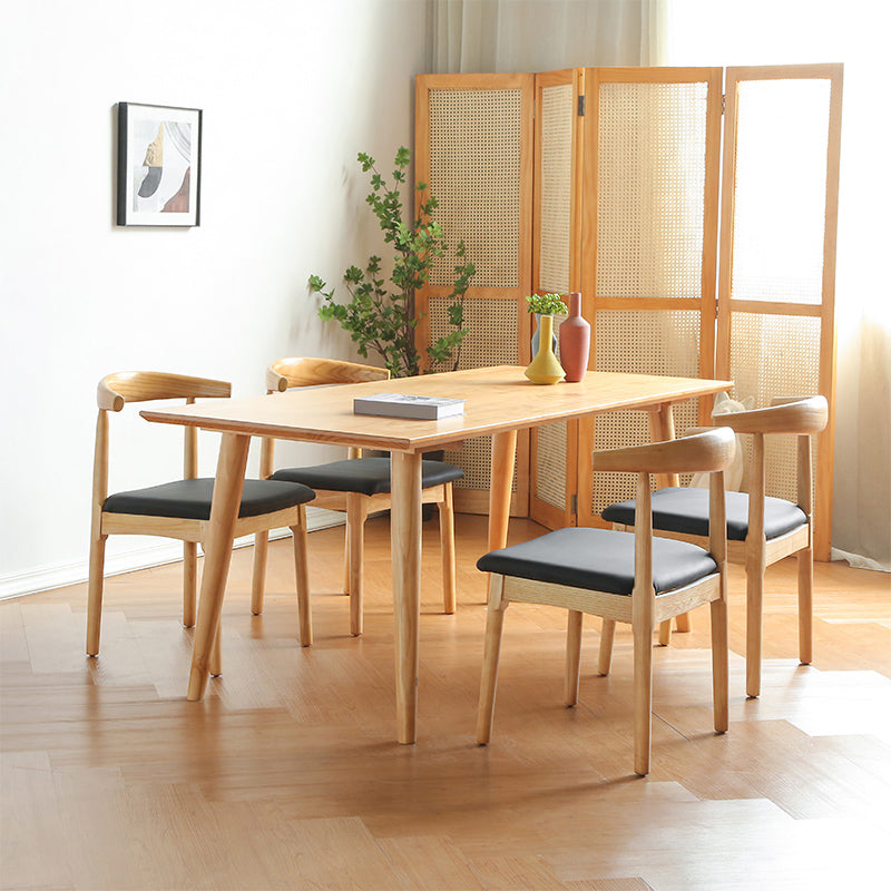 Solid Wood Dining Table Modern Brown Dining Table with 4 Legs