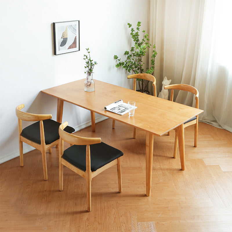 Solid Wood Dining Table Modern Brown Dining Table with 4 Legs