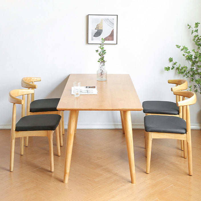 Solid Wood Dining Table Modern Brown Dining Table with 4 Legs