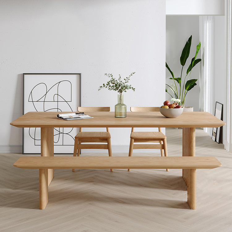 Modern Pine Wood Indoor Table for Restaurant Rectangle Dining Table with Double Pedestal