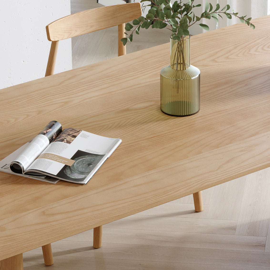 Modern Pine Wood Indoor Table for Restaurant Rectangle Dining Table with Double Pedestal