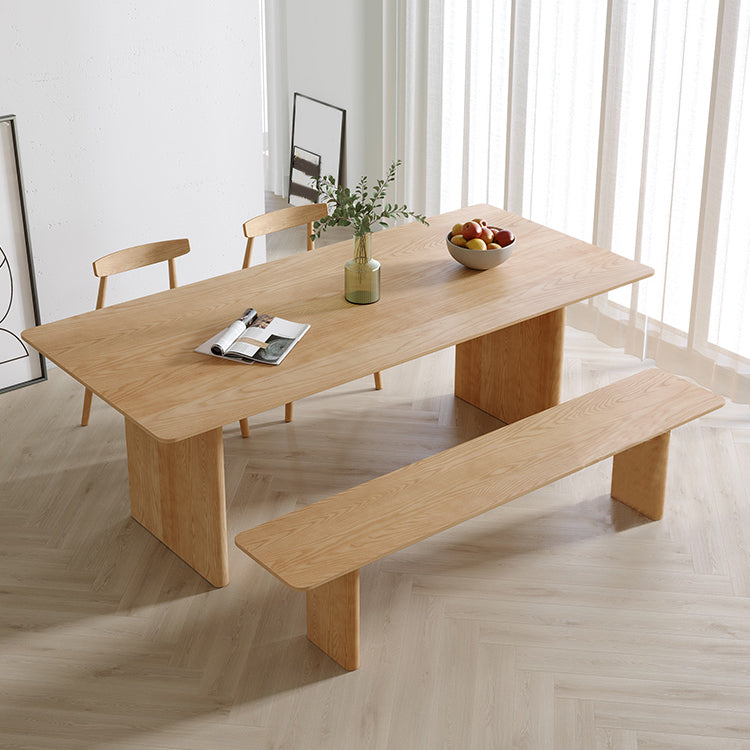 Modern Pine Wood Indoor Table for Restaurant Rectangle Dining Table with Double Pedestal