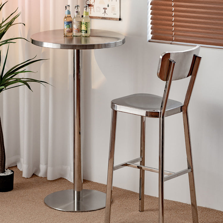 Metal Industrial Round Dining Table Steel Top Table with Pedestal Base