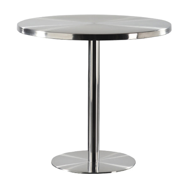 Metal Industrial Round Dining Table Steel Top Table with Pedestal Base