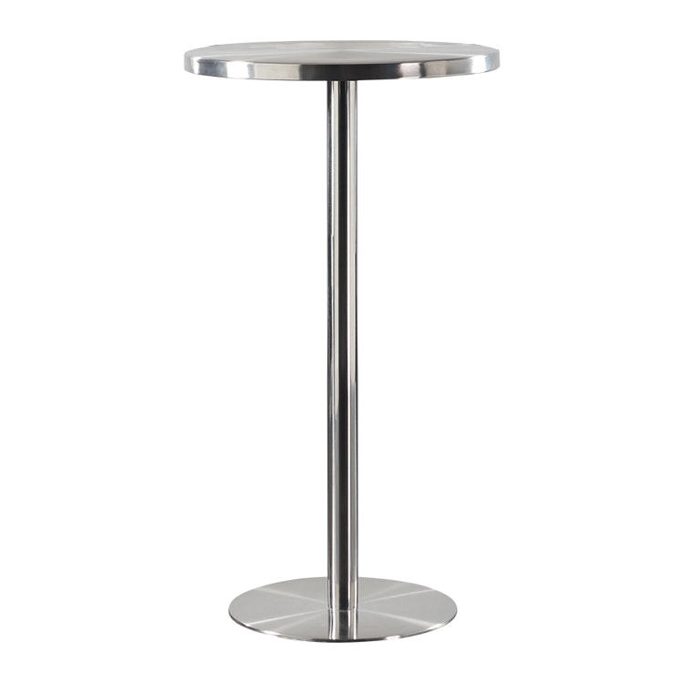 Metal Industrial Round Dining Table Steel Top Table with Pedestal Base