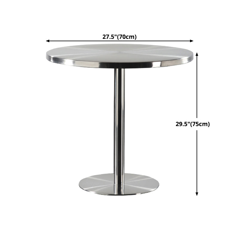 Metal Industrial Round Dining Table Steel Top Table with Pedestal Base