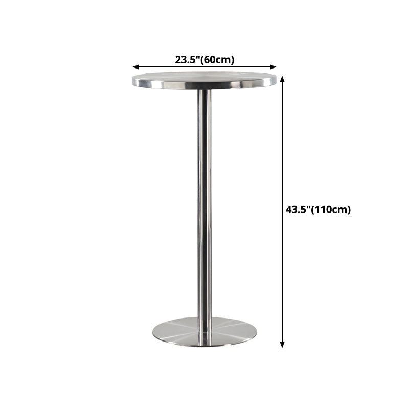 Metal Industrial Round Dining Table Steel Top Table with Pedestal Base