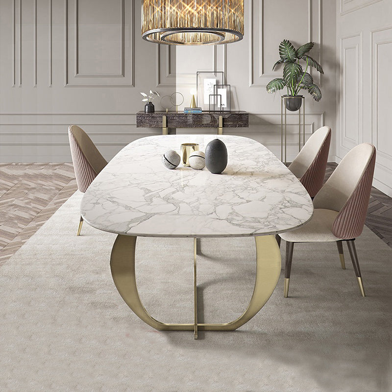 Rectangle Double Pedestal Furniture Luxury Style Stone Dining Room Collection