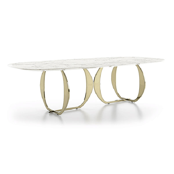 Rectangle Double Pedestal Furniture Luxury Style Stone Dining Room Collection