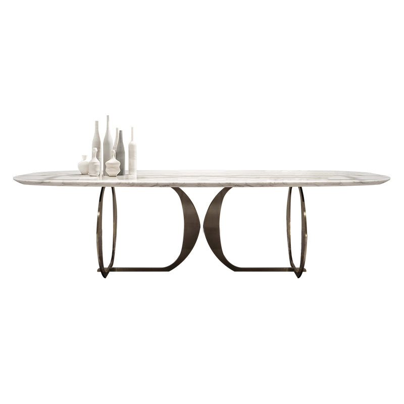 Rectangle Double Pedestal Furniture Luxury Style Stone Dining Room Collection