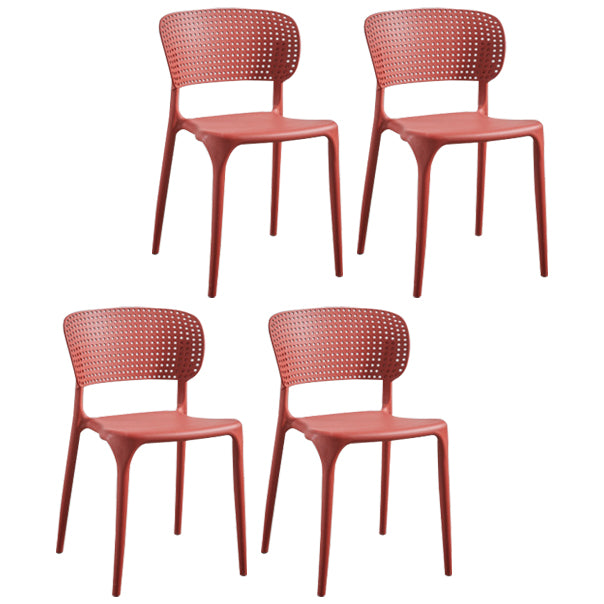 Glam Style Open Back Chair Plastic Stackable Dining Side Chair for Indoor