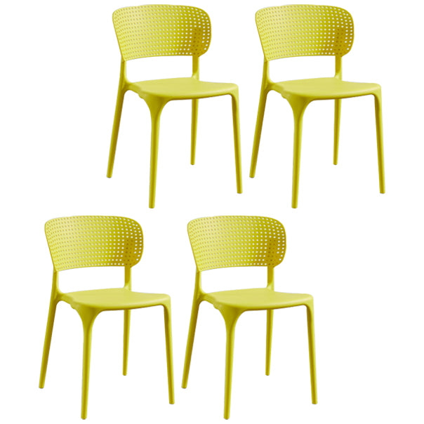 Glam Style Open Back Chair Plastic Stackable Dining Side Chair for Indoor