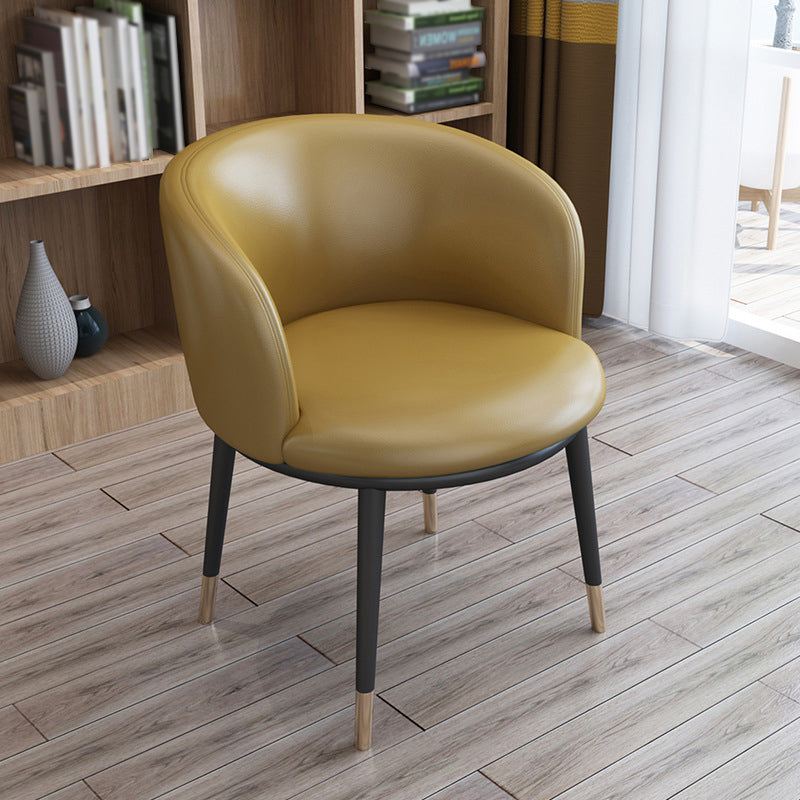 Faux Leather Contemporary Dining Chair with 4 Legs Matte Finish Solid Back Chair