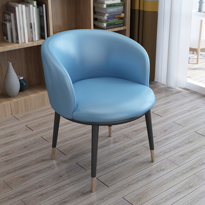 Faux Leather Contemporary Dining Chair with 4 Legs Matte Finish Solid Back Chair