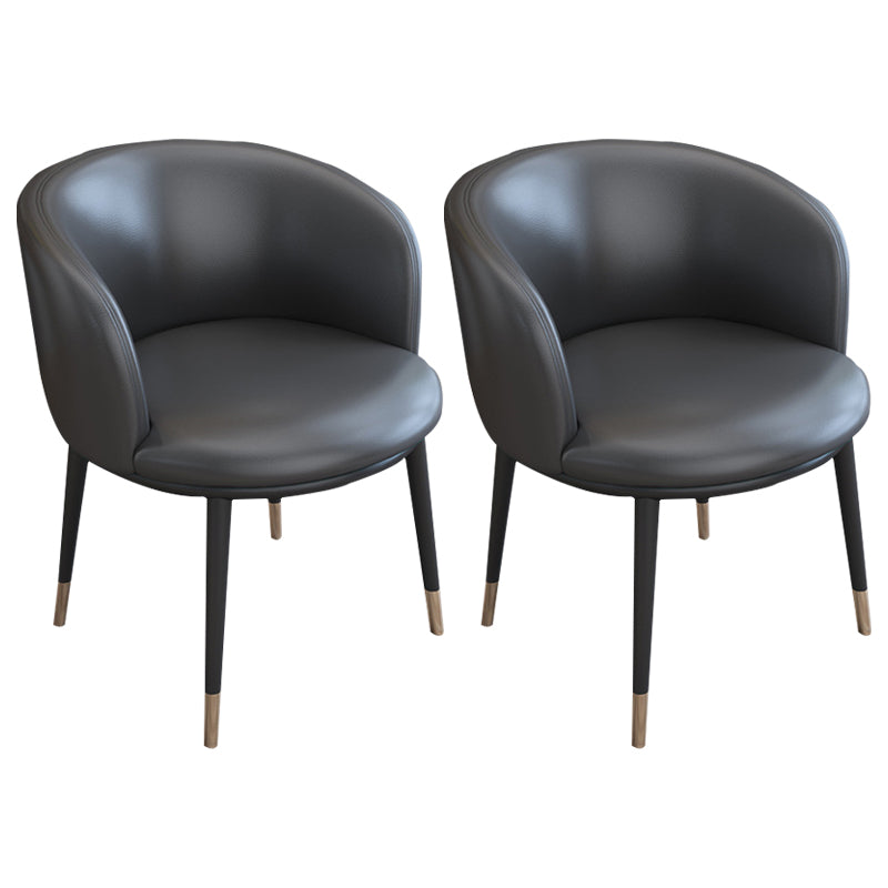 Faux Leather Contemporary Dining Chair with 4 Legs Matte Finish Solid Back Chair