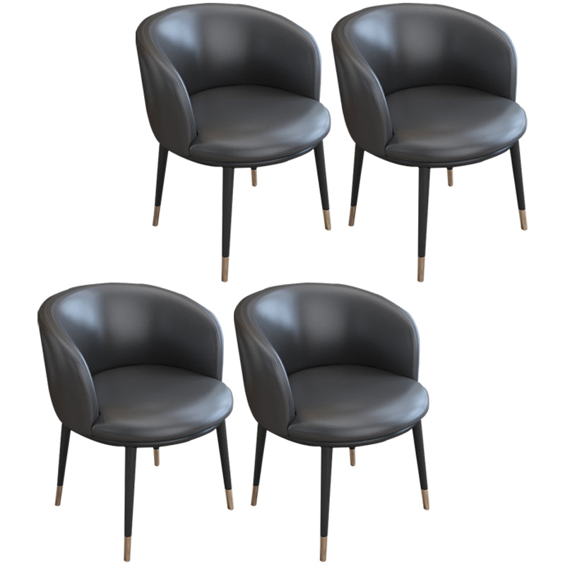 Faux Leather Contemporary Dining Chair with 4 Legs Matte Finish Solid Back Chair
