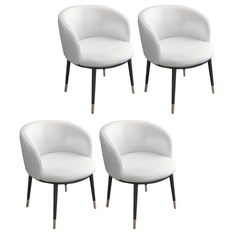 Faux Leather Contemporary Dining Chair with 4 Legs Matte Finish Solid Back Chair