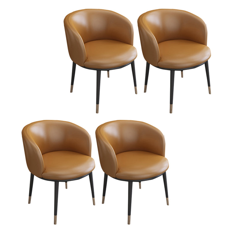 Faux Leather Contemporary Dining Chair with 4 Legs Matte Finish Solid Back Chair