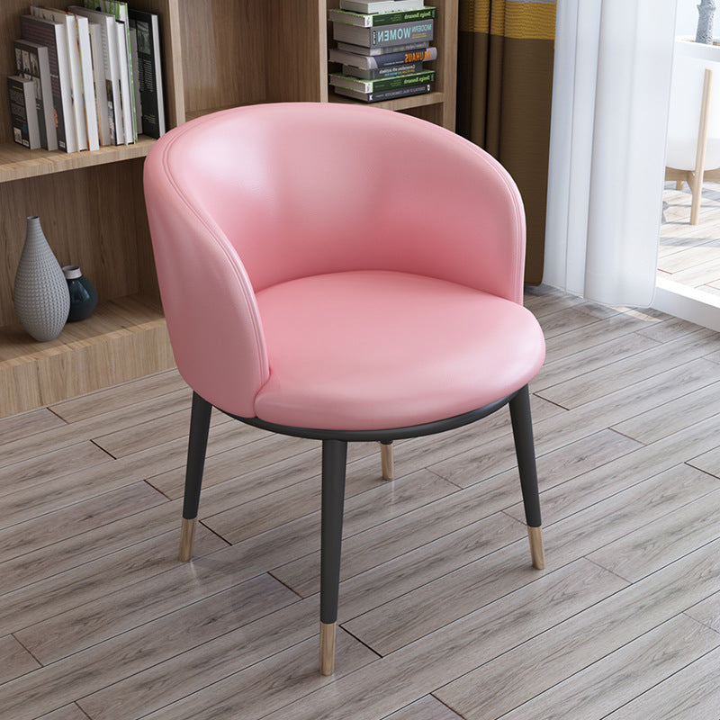 Faux Leather Contemporary Dining Chair with 4 Legs Matte Finish Solid Back Chair