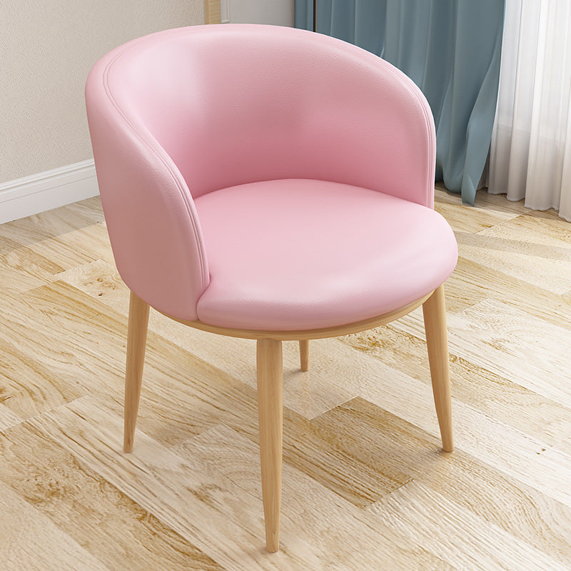 Faux Leather Contemporary Dining Chair with 4 Legs Matte Finish Solid Back Chair