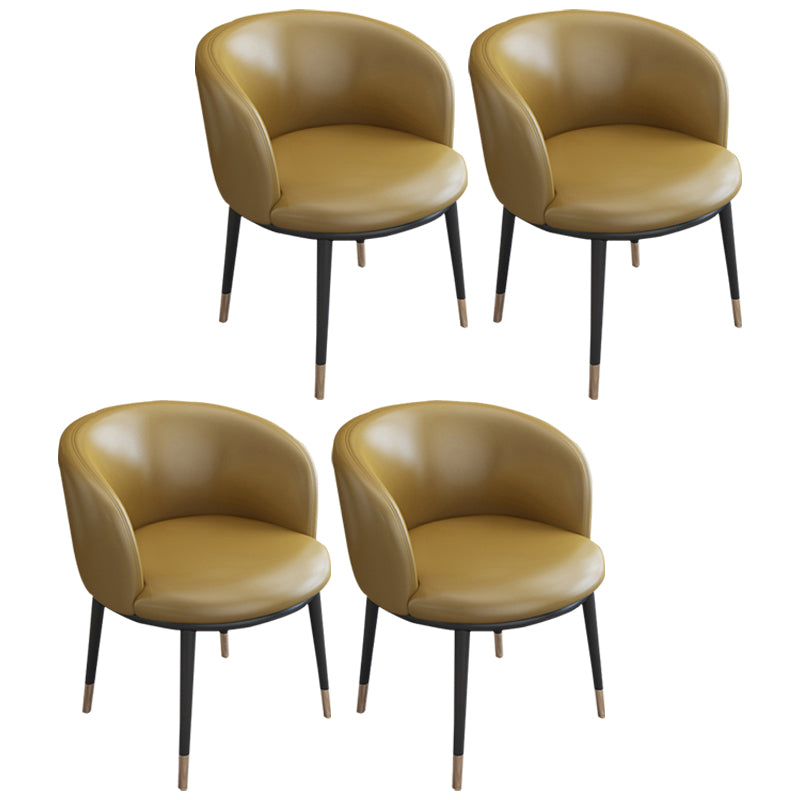 Faux Leather Contemporary Dining Chair with 4 Legs Matte Finish Solid Back Chair