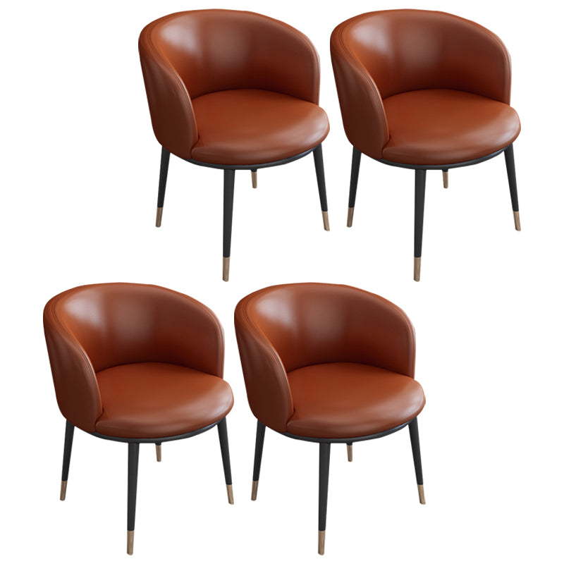 Faux Leather Contemporary Dining Chair with 4 Legs Matte Finish Solid Back Chair