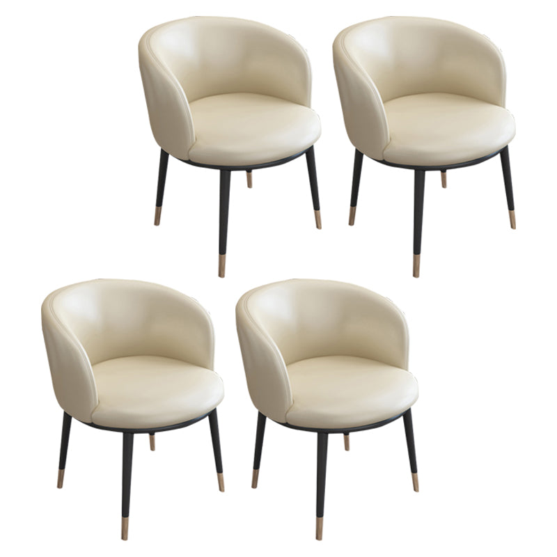 Faux Leather Contemporary Dining Chair with 4 Legs Matte Finish Solid Back Chair