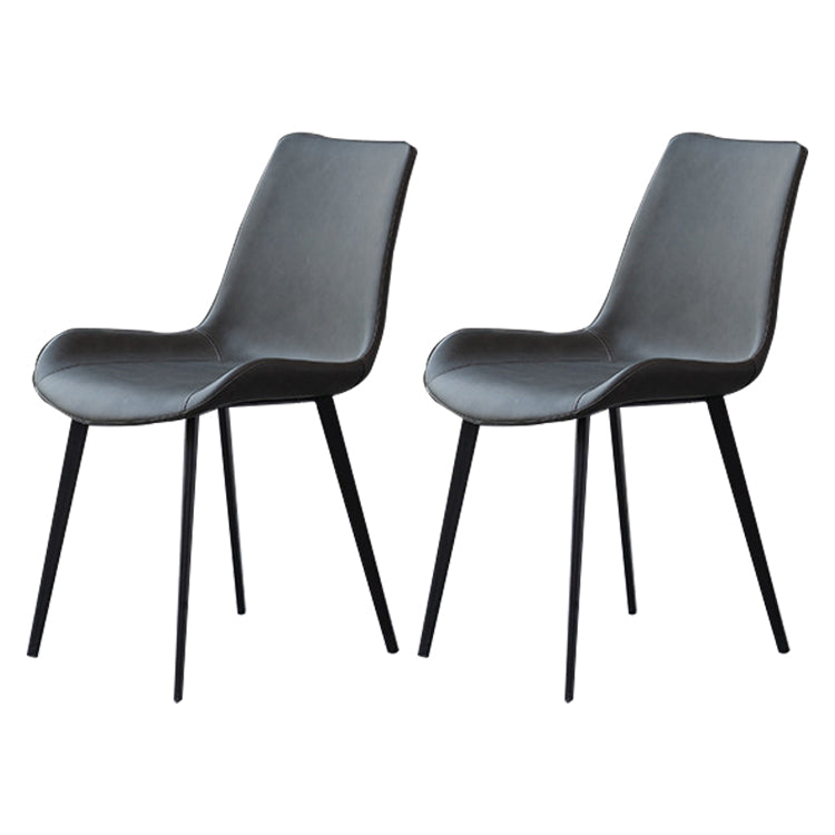 Metal Industrial Dining Chair Metallic Finish Solid Back Indoor Chair