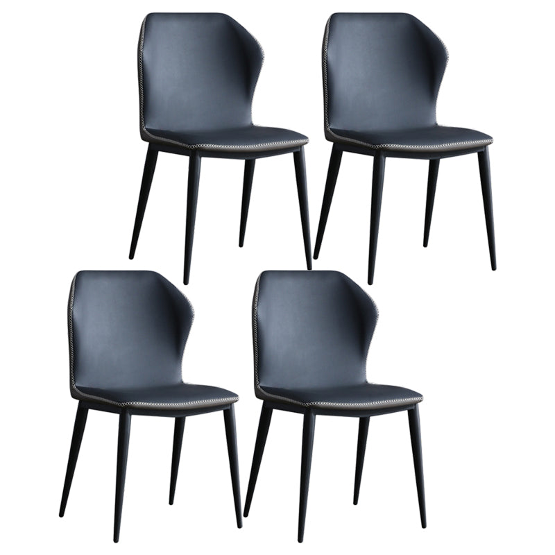 Contemporary Home Upholstered Side Chair Metallic Finish Wingback Dining Chair