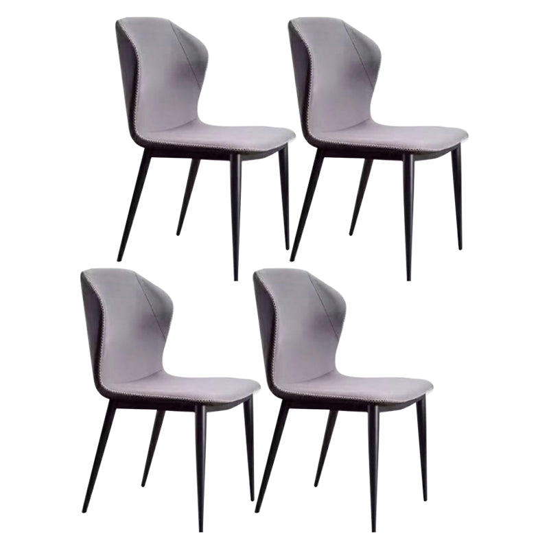 Contemporary Home Upholstered Side Chair Metallic Finish Wingback Dining Chair