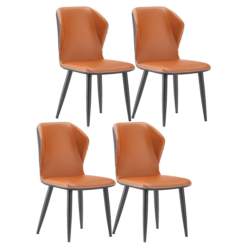 Contemporary Home Upholstered Side Chair Metallic Finish Wingback Dining Chair