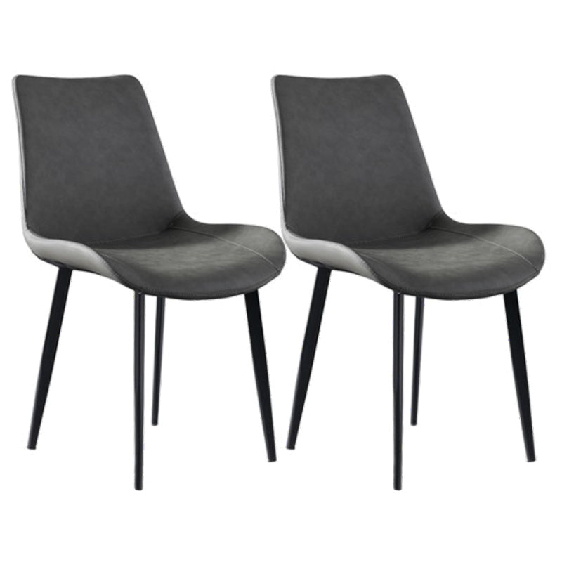 Metal Industrial Dining Chair with Black Legs Metallic Finish Solid Back Side Chair