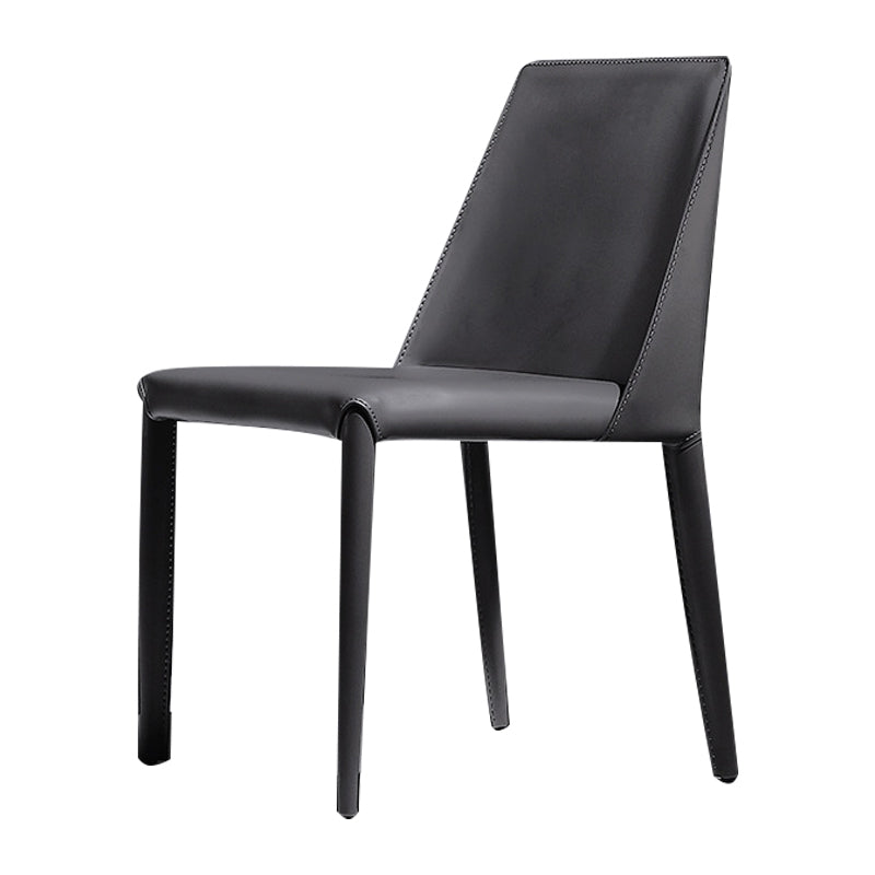 Faux Leather Indoor Upholstered Dining Chair Matte Finish Solid Back Side Chair