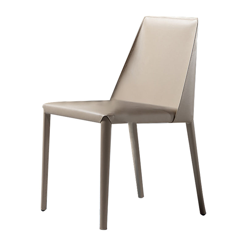 Faux Leather Indoor Upholstered Dining Chair Matte Finish Solid Back Side Chair