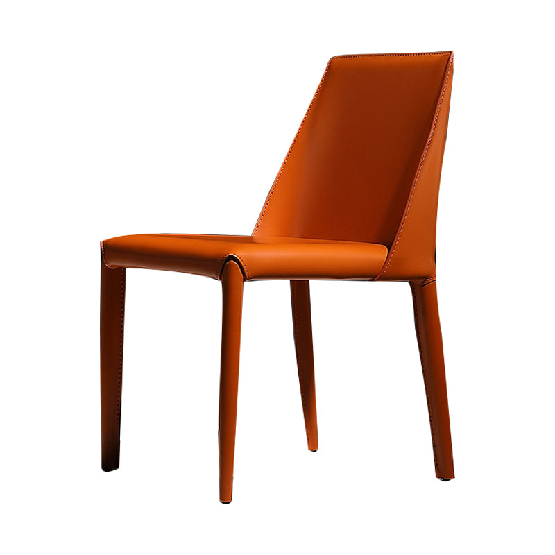 Faux Leather Indoor Upholstered Dining Chair Matte Finish Solid Back Side Chair