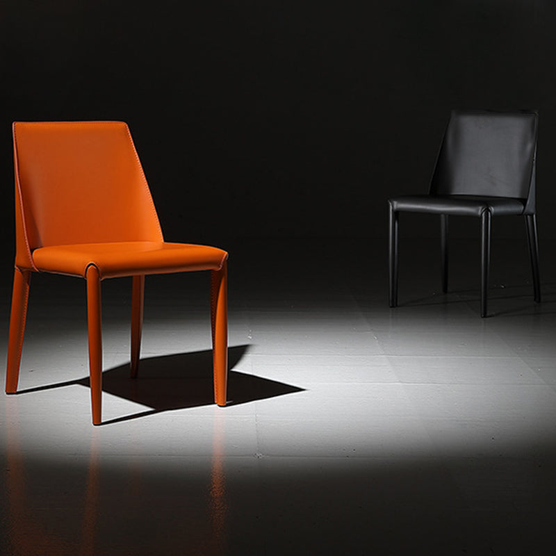 Faux Leather Indoor Upholstered Dining Chair Matte Finish Solid Back Side Chair