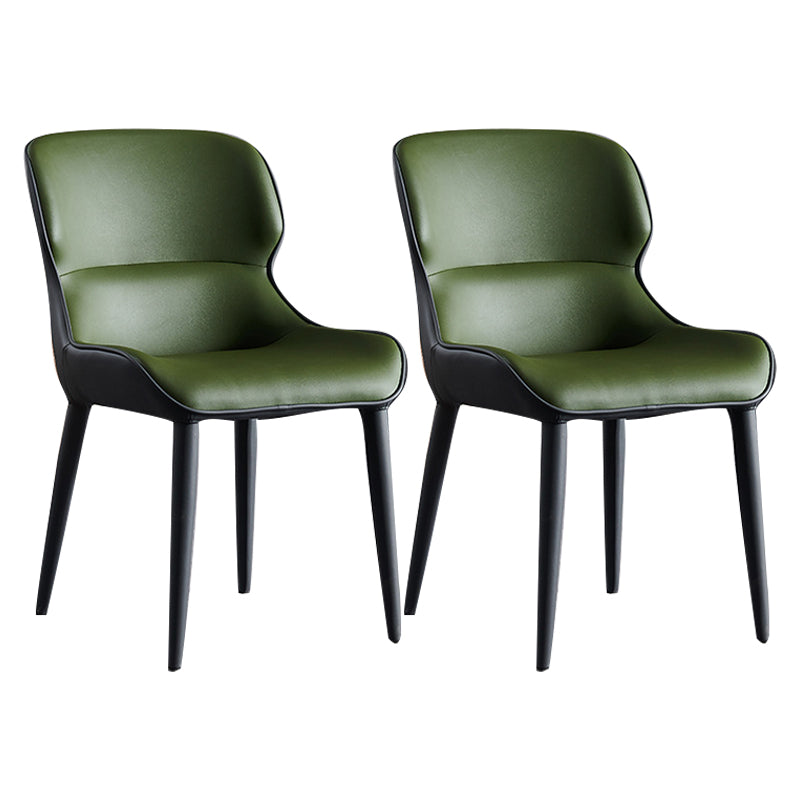 Modern Faux Leather Indoor Upholstered Dining Chair Matte Finish Wingback Side Chair