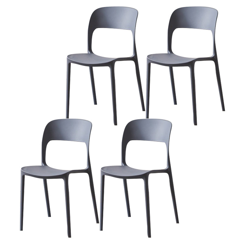 Glam Style Open Back Chair Plastic Stackable Dining Chair for Indoor