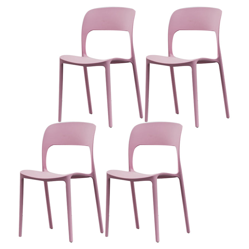 Glam Style Open Back Chair Plastic Stackable Dining Chair for Indoor
