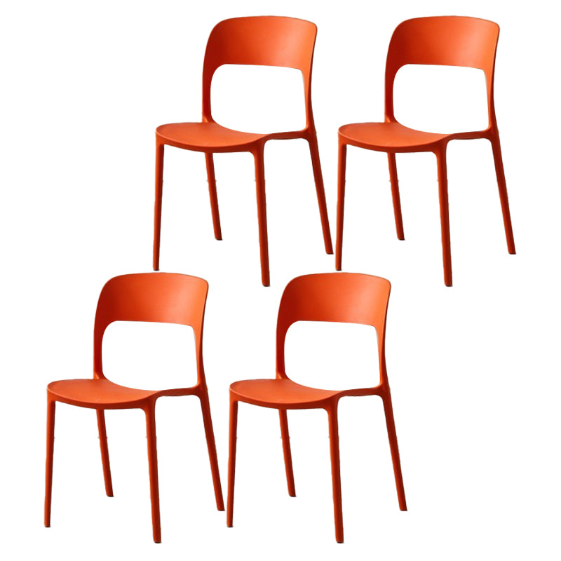 Glam Style Open Back Chair Plastic Stackable Dining Chair for Indoor