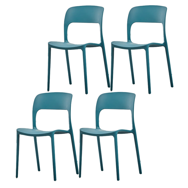 Glam Style Open Back Chair Plastic Stackable Dining Chair for Indoor