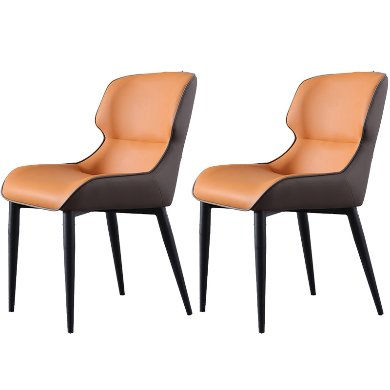Contemporary Home Faux Leather Side Chair Metallic Finish Wingback Dining Chair
