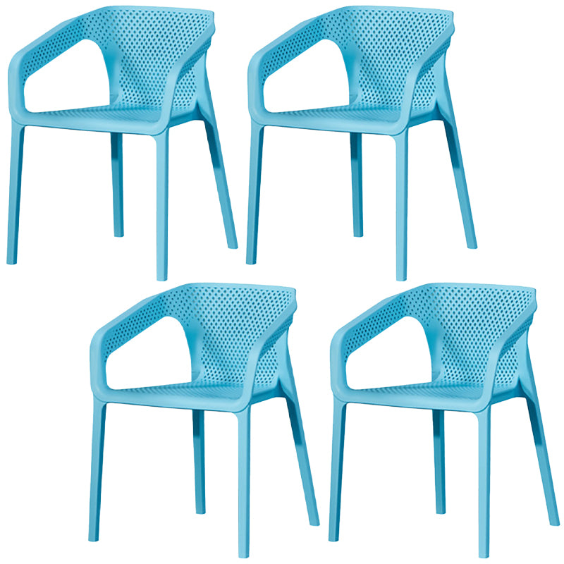 Plastic Slat Back Arm Chair Glam Style Stackable Dining Chair for Indoor
