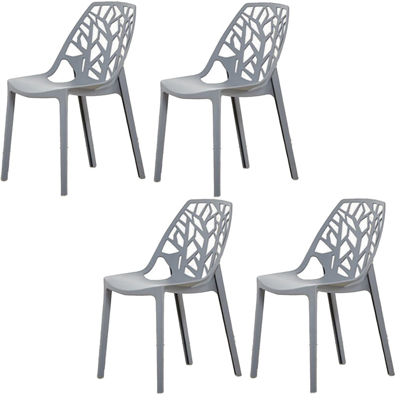 Glam Style Open Back Side Chair Plastic Stackable Dining Chair