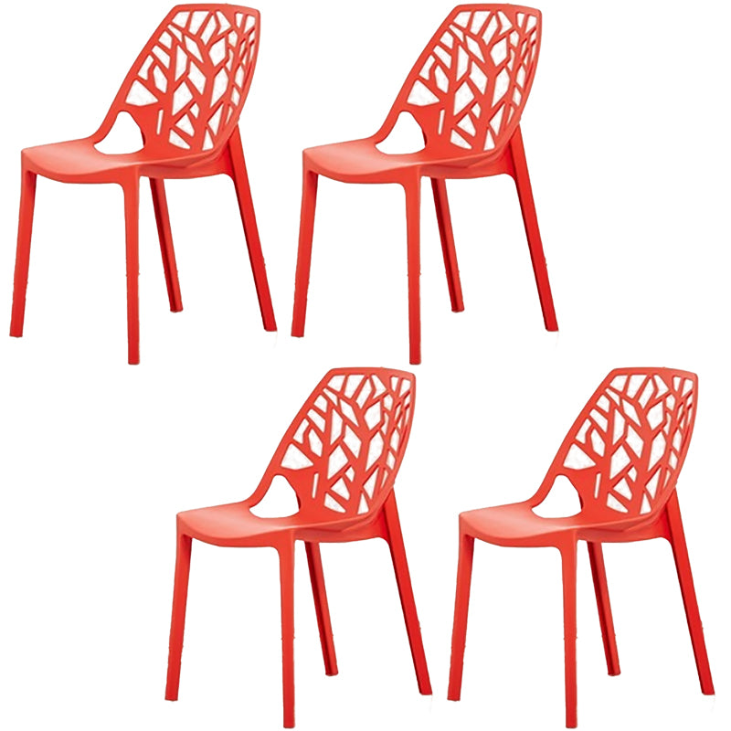 Glam Style Open Back Side Chair Plastic Stackable Dining Chair