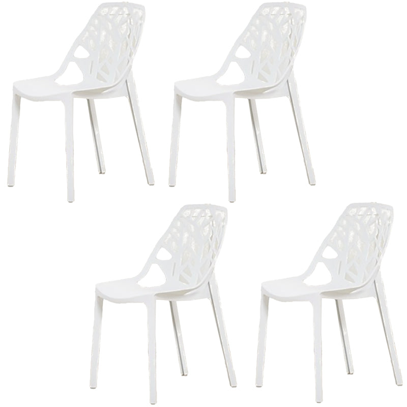 Glam Style Open Back Side Chair Plastic Stackable Dining Chair