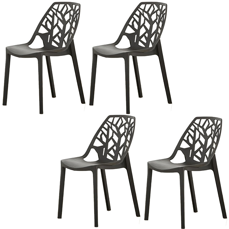 Glam Style Open Back Side Chair Plastic Stackable Dining Chair