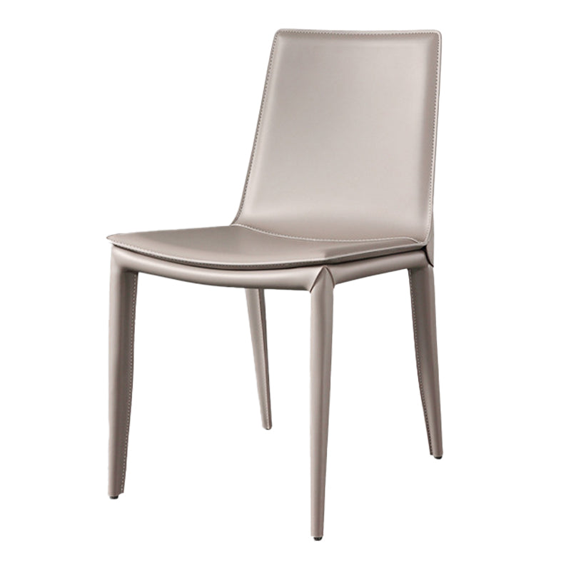 Faux Leather Modern Dining Room Chair Matte Finish Solid Back Dining Armless Chair